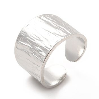 Anillo texturizado grueso acero inoxidable plateado