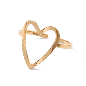 Anillo ajustable corazón hueco acero inoxidable dorado