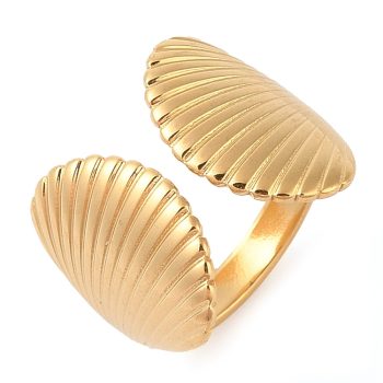 Anillo doble concha de acero inoxidable dorado