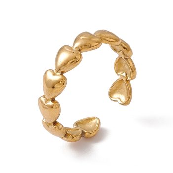 Anillo ajustable de corazones acero inoxidable dorado
