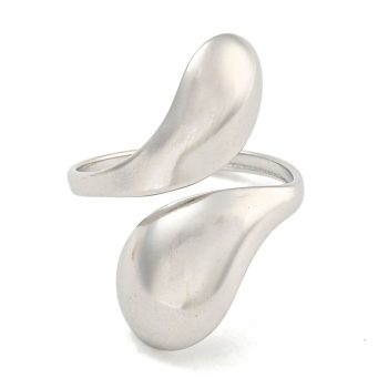 Anillo doble gota plateado de acero inoxidable