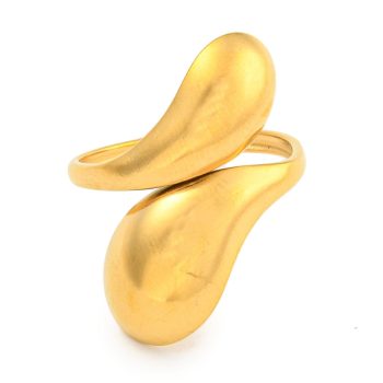Anillo doble gota dorado de acero inoxidable
