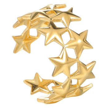 Anillo de estrellas acero inoxidable dorado