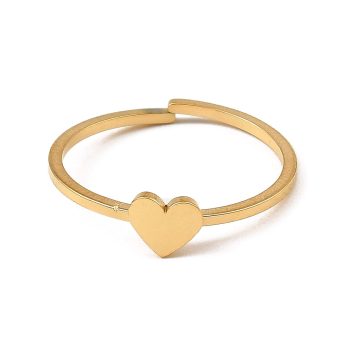 Anillo ajustable corazón acero inoxidable dorado