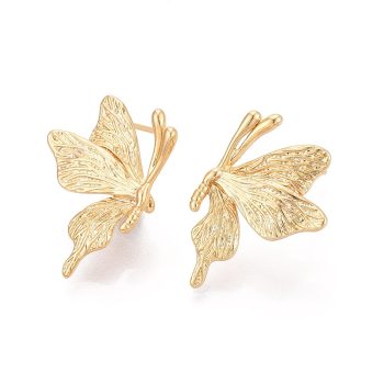 Aretes mariposa baño oro 18k y micropave 24x17mm