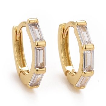 Argollas zirconias rectangulares y baño oro 18k 12x12x2mm