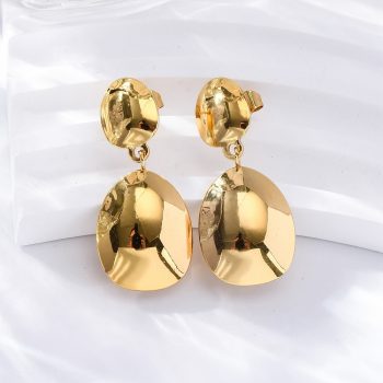 Aretes doble gota acero inox dorado 35x15mm
