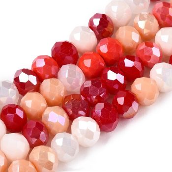 Cristal multicolor rojo y blanco brillante 6x4mm