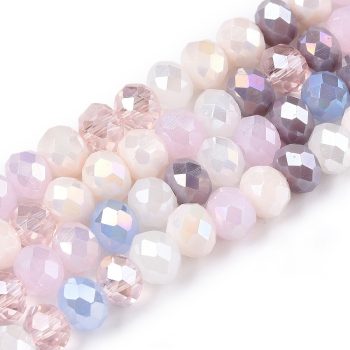 Cristal multicolor rosa y blanco brillante 6x4mm