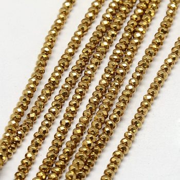 Hematite dona facetada dorada 3x2mm