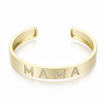 Pulsera bangle MAMÁ baño oro 18k y micropave