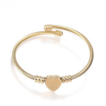 Pulsera aro acero inoxidable dorado con corazón