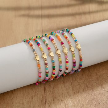 Set 7 pulseras elásticas de abalorios multicolor