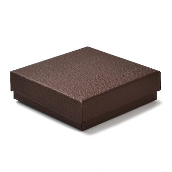 Caja joyeria café con textura y espuma interna 8.8x8.8x2.65cm