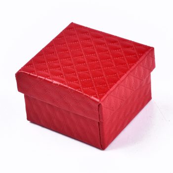Caja joyeria roja con textura con espuma negra 5x5x3.4cm