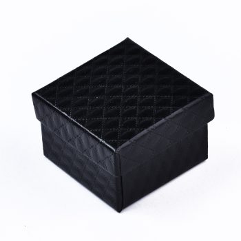 Caja joyeria negra con textura con espuma negra 5x5x3.4cm