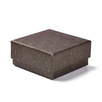 Caja joyeria bronce con textura con espuma negra 7.5x7.5x3.6cm