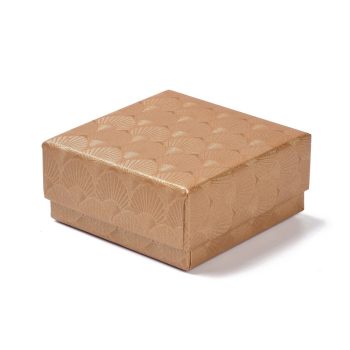 Caja joyeria cobre metálico con textura y espuma negra 7.5x7.5x3.6cm
