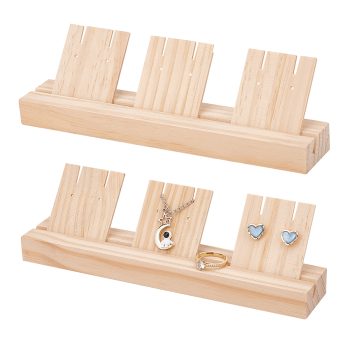 Exhibidor tarjetas de madera clara 22x5.5x6.05cm