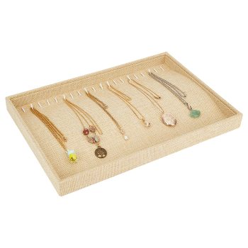 Bandeja exhibidora de yute beige 34.6x23.9x3.05cm