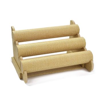 Exhibidor 3 niveles pulsera de yute beige 30.5x16.6x22.5cm