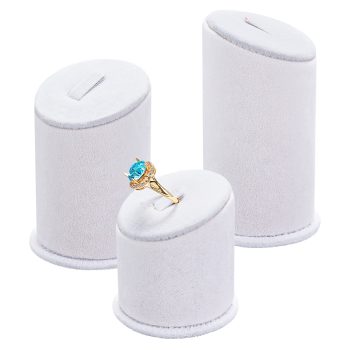Set 3 exhibidores anillo microfibra gris claro 5.7, 6.3 y 10.2cm