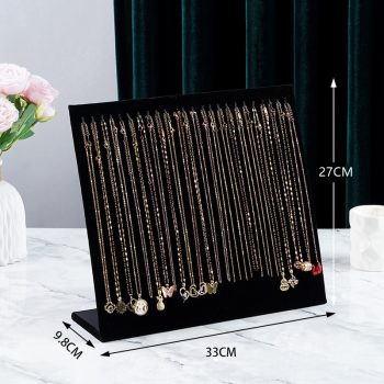 Stand exhibidor collares gamuza negra 9.8x33x27cm