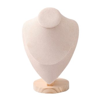 Cuello microfibra beige  y madera clara 17x24cm