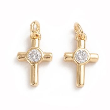 Cruz dorada baño oro 18k zirconia central 12.5x7.8x2.2mm