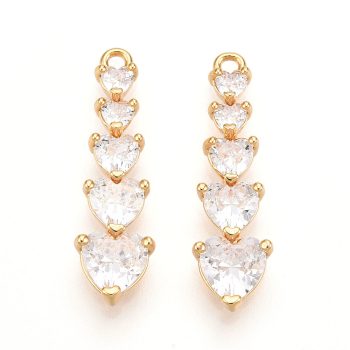 Dije corazón triple zirconia transparente baño oro 18k 25x7x3mm