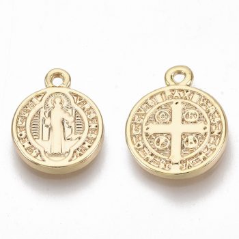 Medalla San Benito dorada baño oro 18k 13x10.5x1.5mm