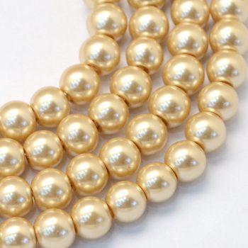 Perla de vidrio redonda 10mm amarillo oro