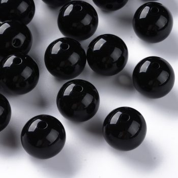 Abalorio acrílico redondo negro 16x15mm