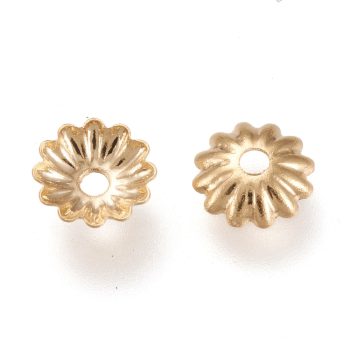 Capuchón de flor dorado acero inoxidable baño oro 18k 5.5x5.5x1.2mm