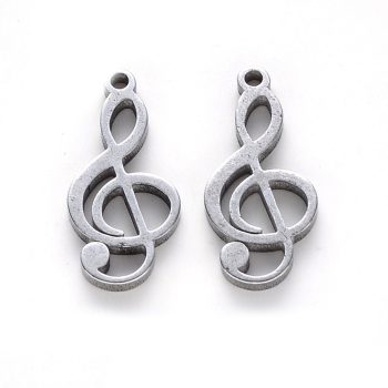 Dije nota musical acero inox plateado 17x8mm