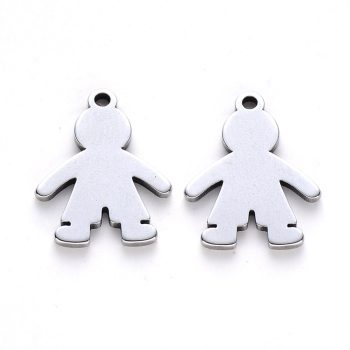 Dije niño acero inox plateado 17x13x1mm