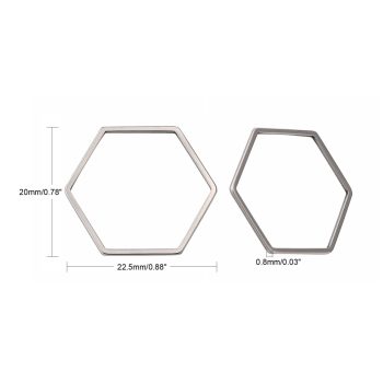 Hexágono bicel acero inox plateado 20x22x0.8mm