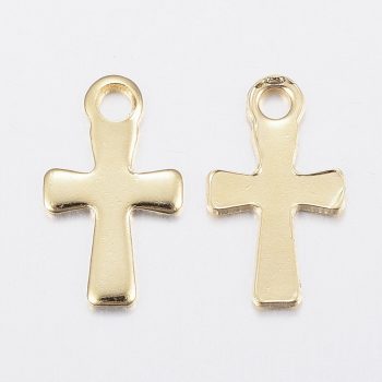 Cruz dorada acero inoxidable baño oro 18k 12x7x1mm