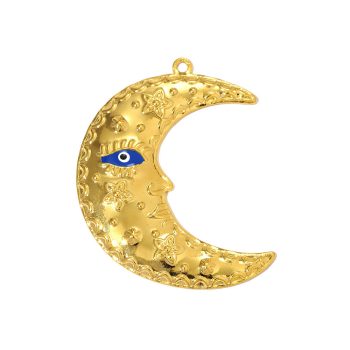 Luna acero inoxidable dorada con ojo esmaltado 51x41mm