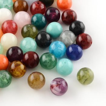 Abalorio acrilico tipo piedra multicolor 16mm