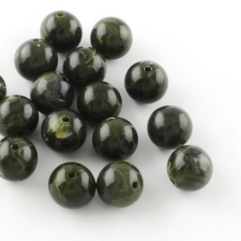 Abalorio acrilico tipo piedra color verde olivo 16mm