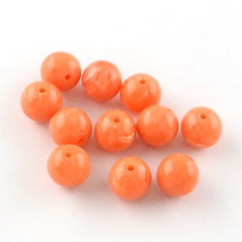 Abalorio acrilico tipo piedra color coral 20mm