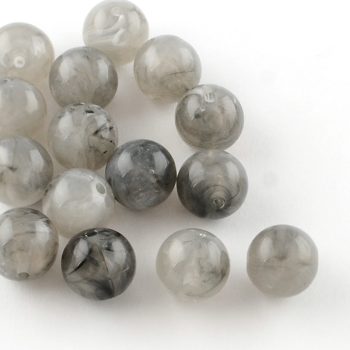 Abalorio acrilico tipo piedra color gris 20mm