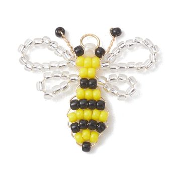 Abeja tejida amarilla negra 24x27x2mm