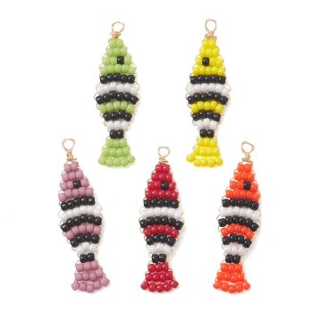 Dije pez tejido rallas multicolor 36x11x2mm