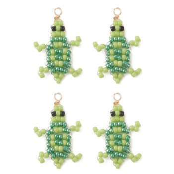 Tortuga tejida abalorios verde 29x18x2mm