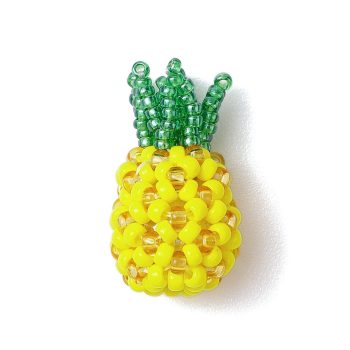 Piña amarilla tejida abalorios 21x12mm