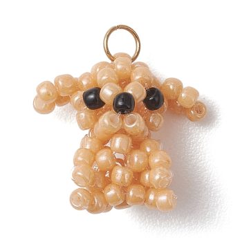 Perrito beige tejido abalorios 16x15x9mm
