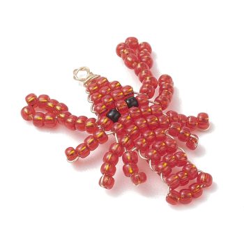 Langosta tejida abalorios roja 29x25x2mm