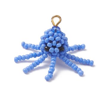 Pulpo tejido abalorios azul 29x24mm